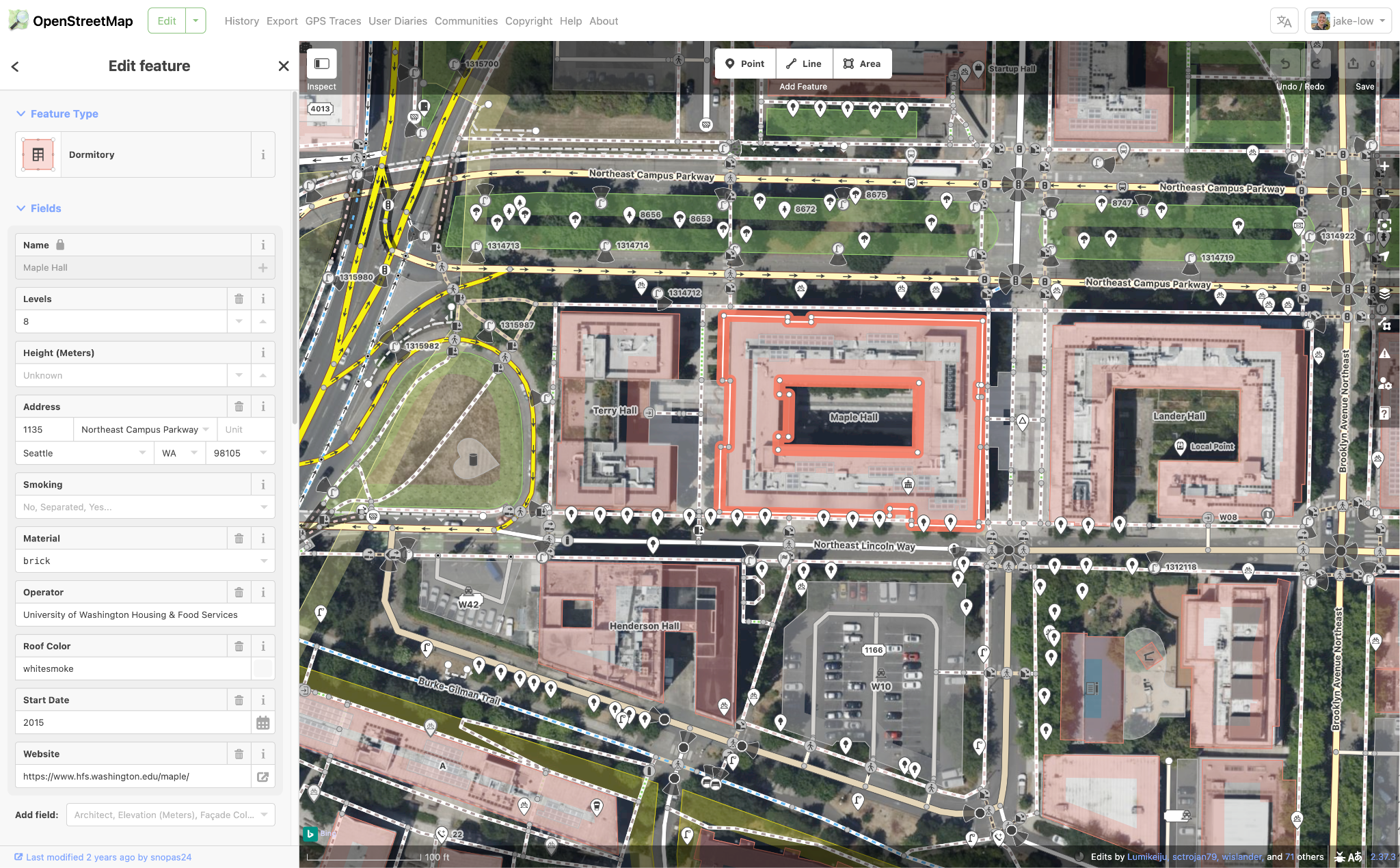 screenshot of OpenStreetMap's browser-based iD editor