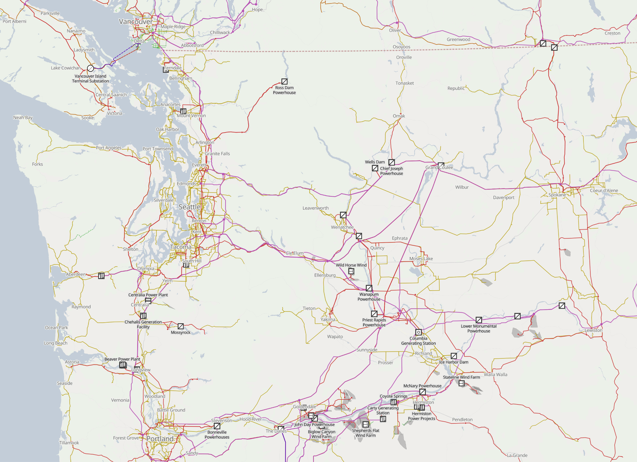screenshot of OpenInfraMap
